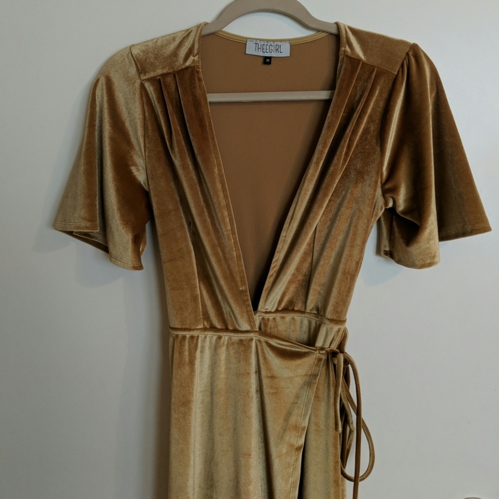 Gold Velvet wrap Dress